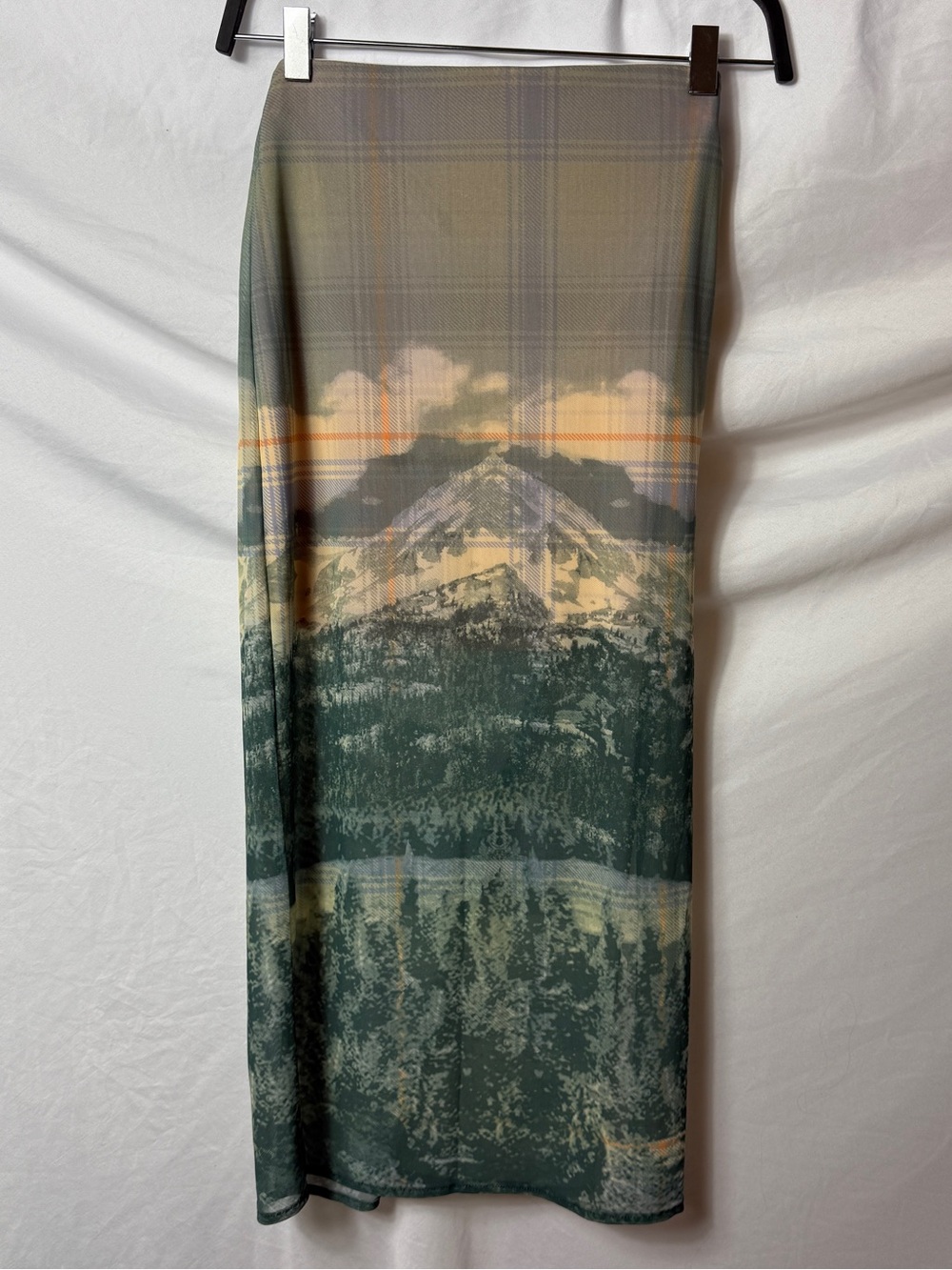 UO Landscape Print Awkward Mesh Midi Skirt NWOT - Picture 2 of 6